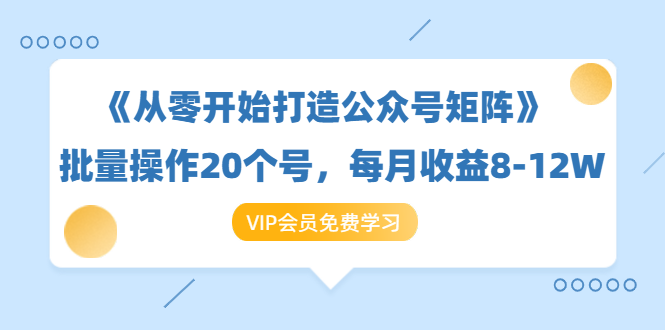 《从零开始打造公众号矩阵》批量操作20个号,每月收益大概8-12W(44节课)-开心分享网