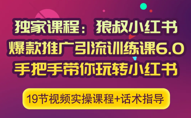 狼叔小红书爆款推广引流训练课6.0,手把手带你玩转小红书-开心分享网