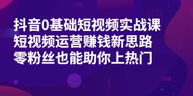 抖音0基础短视频实战课,短视频运营赚钱新思路,零粉丝也能助你上热门-开心分享网