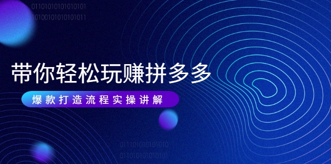 带你轻松玩赚拼多多:花的少 赚的多 爆款更简单 爆款打造流程实操讲解-开心分享网