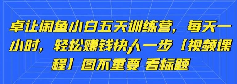 卓让闲鱼小白五天训练营，每天一小时，轻松赚钱快人一步-开心分享网