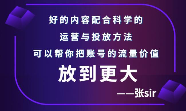 张sir账号流量增长课，告别海王流量，让你的流量更精准-开心分享网