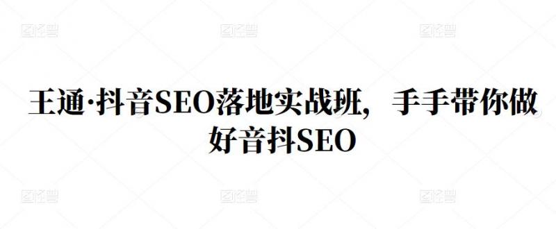 王通·抖音SEO落地实战班，手‬手带你做好音抖‬‬SEO-开心分享网