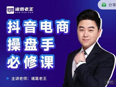 诸葛老王-抖音电商操盘手必修课：顶层设计，​起号破局，爆款运营，数据分析-开心分享网