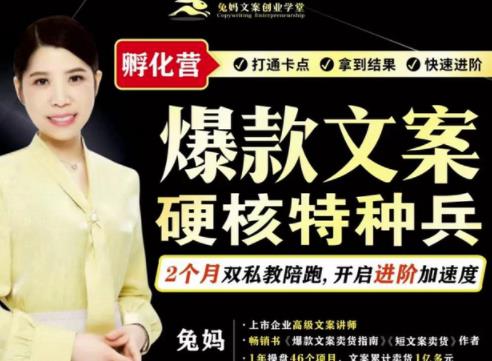 兔妈·爆款文案硬核特种兵孵化营,实现了每个月2000-30000+的副业增收-开心分享网