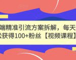 高端精准引流方案拆解，每天轻松获得100+粉丝【视频课程】