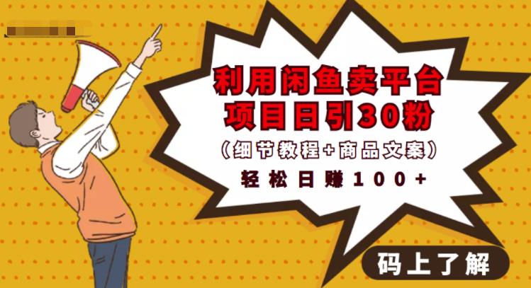 利用闲鱼卖平台项目课程资源日引流30+精准粉丝，轻松日赚100+，积累人脉可实现二次变-开心分享网