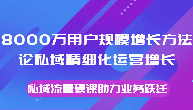 8000万用户规模增长方法论私域精细化运营增长，私域流量硬课助力业务跃迁-开心分享网