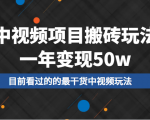 中视频项目搬砖玩法，一年变现50w，目前看过的的最干货中视频玩法