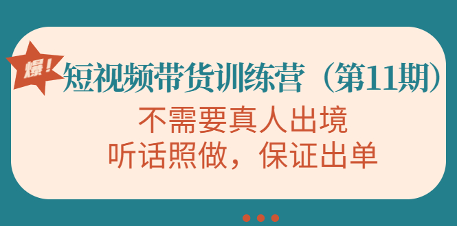 视频带货训练营，不需要真人出境，听话照做，保证出单（第11期）-开心分享网