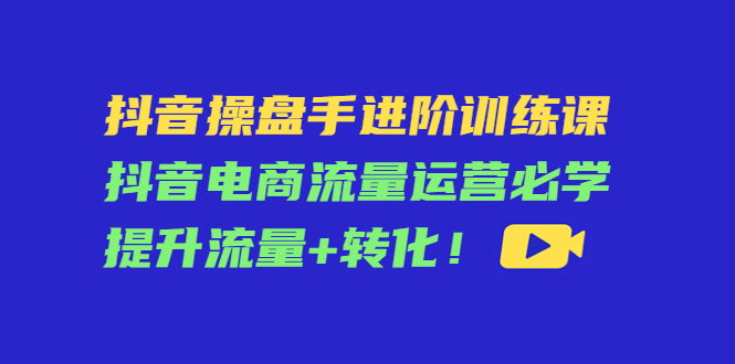 抖音操盘手进阶训练课:抖音电商流量运营必学,提升流量+转化-开心分享网