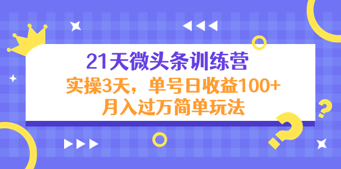 21天微头条训练营，实操3天，单号日收益100+月入过万简单玩法-开心分享网