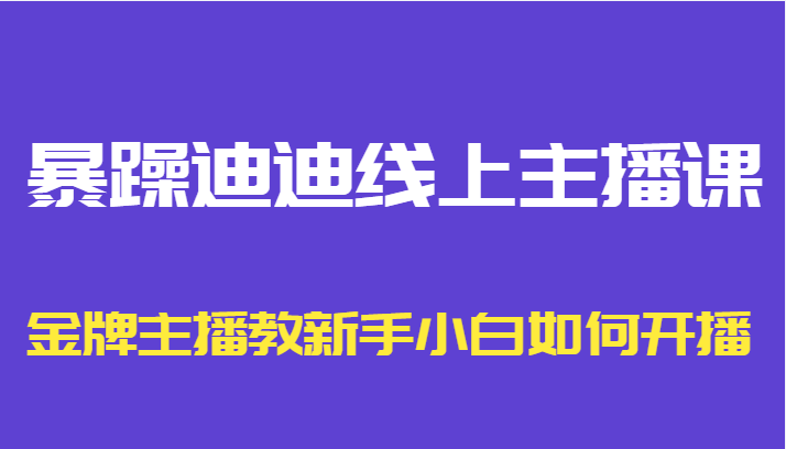 暴躁迪迪线上主播课，金牌主播教新手小白如何开播-开心分享网