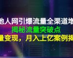 天地人网引爆流量全渠道增长：揭秘流量突然破点，流量变现，月入上亿案例