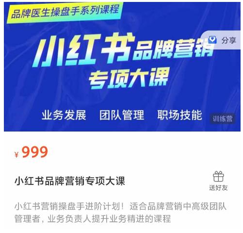 小红书品牌营销专项大课，操盘手进阶，一套能让你提升业务精进的课程-开心分享网