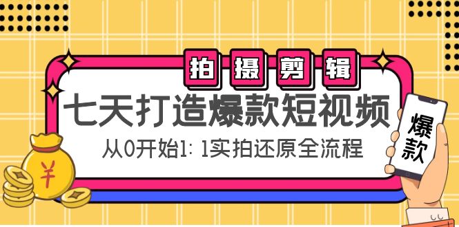七天打造爆款短视频：拍摄+剪辑实操，从0开始1:1实拍还原实操全流程-开心分享网