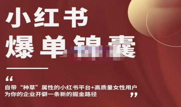小红书爆单锦囊，自带种草属性+高质量女性用户，为你的企业开辟一条新的掘金路径-开心分享网
