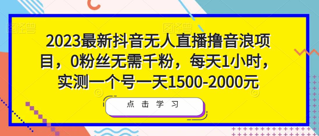 2023最新抖音无人直播撸音浪项目，0粉丝无需千粉，每天1小时，实测一个号一天1500-2000元-开心分享网