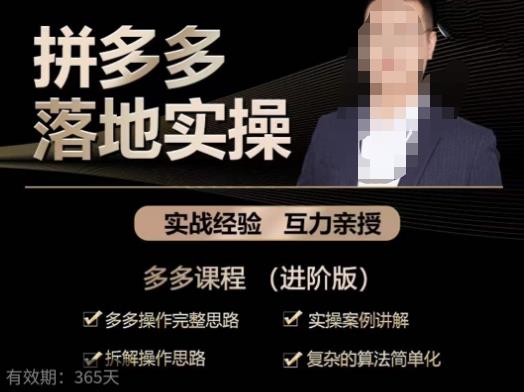 拼多多实战篇·落地实操：多多操作完整思路+实操案例讲解+拆解操作思路+复杂的算法简单化-开心分享网