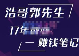 浩哥郭先生17年创业赚米笔记,打开你对很多东西的认知,让你知道原来赚钱或创业不单单是发力就行-开心分享网