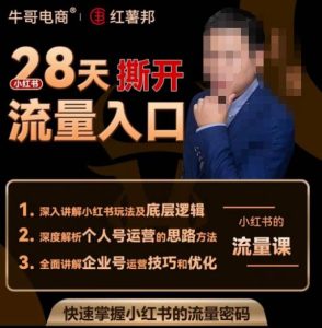 牛哥电商红薯邦28天撕开小红书流量入口,小红书运营系列课,快速掌握小红书的流量密码-开心分享网