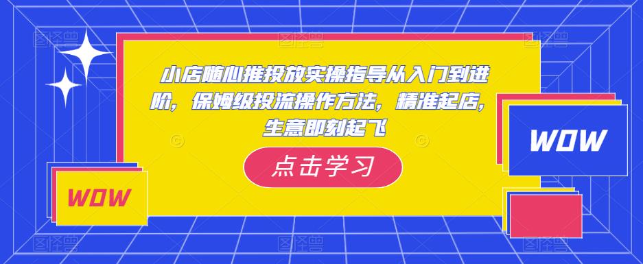 小店随心推投放实操指导从入门到进阶,保姆级投流操作方法,精准起店,生意即刻起飞-开心分享网
