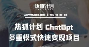 热狐计划:王大陆ChatGpt多重变现实操课,多种模式快速变现-开心分享网