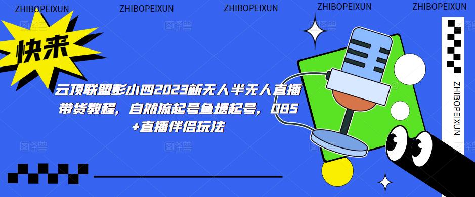 云顶联盟彭小四2023新无人半无人直播带货教程,自然流起号鱼塘起号,OBS+直播伴侣玩法-开心分享网