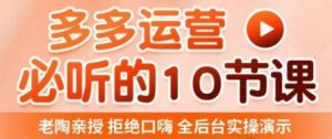 老陶电商·拼多多运营必听10节课,拒绝口嗨,全后台实操演示,花的少,赚得多,爆款更简单-开心分享网