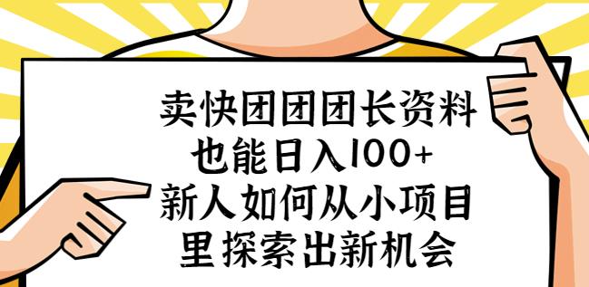 卖快团团团长资料也能日入100+新人如何从小项目里探索出新机会-开心分享网