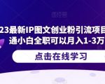 2023最新IP图文创业粉引流项目，普通小白全职可以月入1-3万