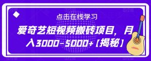 爱奇艺短视频搬砖项目，月入3000-5000+【揭秘】-开心分享网