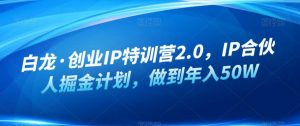 白龙·创业IP特训营2.0,IP合伙人掘金计划,做到年入50W-开心分享网