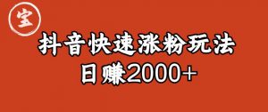 宝哥私藏·抖音快速起号涨粉玩法（4天涨粉1千）（日赚2000+）【揭秘】-开心分享网