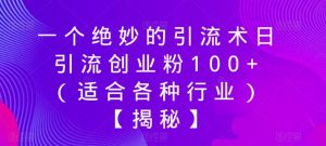 一个绝妙的引流术日引流创业粉100+(适合各种行业)【揭秘】-开心分享网