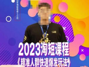 文涛·2023淘短精准人群快速爆发玩法,快速高效自创视频及全店运营思维-开心分享网
