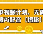 实拍中视频计划，无需真人出镜Ai配音【揭秘】