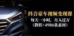 抖音豪车视频变现分享课:每天一小时,月入过万(教程+4986张素材)-开心分享网