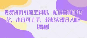 免费资料引流宝妈粉,私域高利润转化,小白可上手,轻松实现日入600+【揭秘】-开心分享网