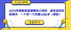 2023年最新看直播赚钱小项目,适合宝妈在家操作,一个号一个月赚1000多(揭秘)-开心分享网