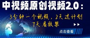 中视频原创视频2.0:3分钟一个视频,2天过计划,7天看效果【揭秘】-开心分享网