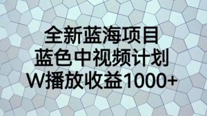 全新蓝海项目，蓝色中视频计划，1W播放量1000+【揭秘】-开心分享网