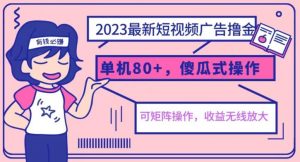 2023最新玩法短视频广告撸金，亲测单机收益80+，可矩阵，傻瓜式操作，小白可上手【揭秘】-开心分享网