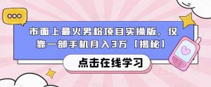 市面上最火男粉项目实操版，仅靠一部手机月入3万【揭秘】-开心分享网