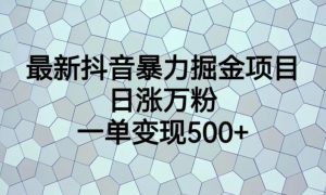 最新抖音暴力掘金项目，日涨万粉，一单变现500+【揭秘】-开心分享网