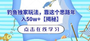 钓鱼独家玩法,靠这个思路年入50w+【揭秘】-开心分享网
