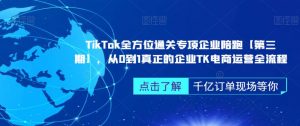 TikTok全方位通关专项企业陪跑【第三期】,从0到1真正的企业TK电商运营全流程-开心分享网