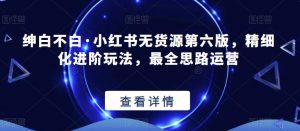 绅白不白·小红书无货源第六版,精细化进阶玩法,最全思路运营-开心分享网