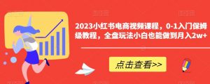 2023小红书电商视频课程,0-1入门保姆级教程,全盘玩法小白也能做到月入2w+-开心分享网