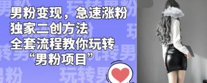 男粉变现,急速涨粉独家二创方法,全套流程教你玩转“男粉项目”【揭秘】-开心分享网